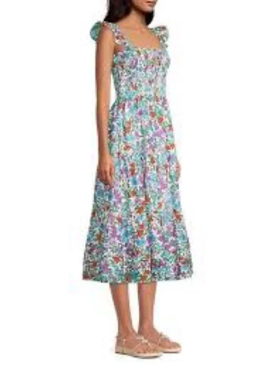 Anthropologie Roller Rabbit Dress Blomst Doe Silk Cotton Floral Shirred Sundress - Picture 2 of 12